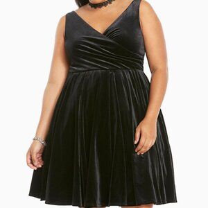 TORRID GOTH PIN UP WEDDING BLACK VELVET SKATER DRESS PROM ROCKABILLY 18 XL XXL